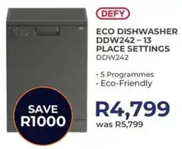 Kloppers Defy eco dishwasher ddw242-13 place settings offer