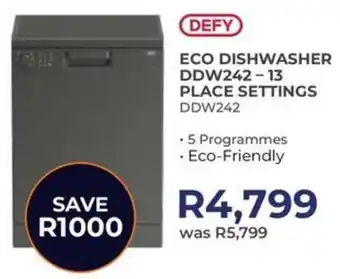 Kloppers Defy eco dishwasher ddw242-13 place settings offer