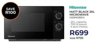 Kloppers Hisense matt black microwave offer