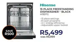 Kloppers Hisense 15 place freestanding dishwasher black offer