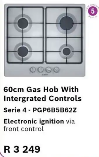 Kloppers BOSCH 60cm Gas Hob With Intergrated Controls Serie 4 offer