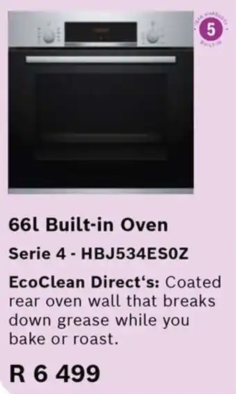 Kloppers BOSCH Built-in Oven Series 4 offer