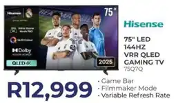 Kloppers Hisense 75" LED 144HZ VRR QLED Gaming TV offer