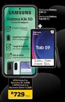 MTN Samsung Galaxy A36 5G + Samsung Galaxy Tab S9 5G offer