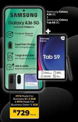 MTN Samsung Galaxy A36 5G + Samsung Galaxy Tab S9 5G offer