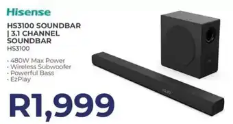Kloppers Hisense hs3100 soundbar 3.1 channel soundbar offer