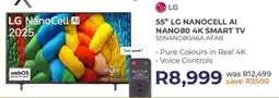 Kloppers LG 55" NanoCell AI Nano80 4K Smart TV offer
