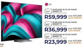 Kloppers LG 65" OLED Evo AI C5 4K 144HZ Smart TV offer