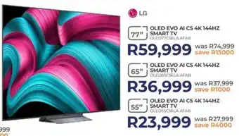 Kloppers LG 55" OLED Evo AI C5 4K 144HZ Smart TV offer