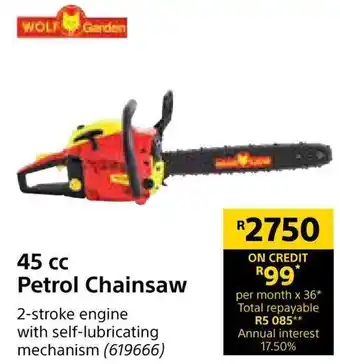 Builders Warehouse Wolf Garden Petrol Chainsaw 45cc offer