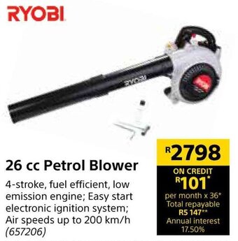 Builders Warehouse Ryobi Petrol Blower 26cc offer