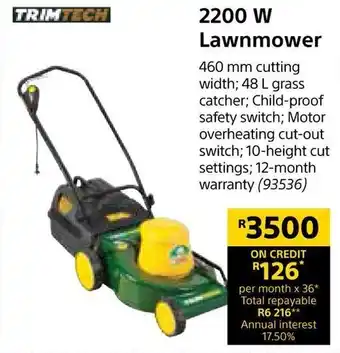 Trimtech Lawnmower 2200W offer at Builders Warehouse