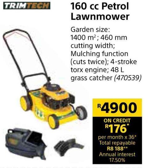trimtech 160cc petrol lawnmower