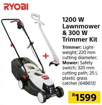 Builders Warehouse Ryobi Lawnmower 1200W & Trimmer Kit 300W offer