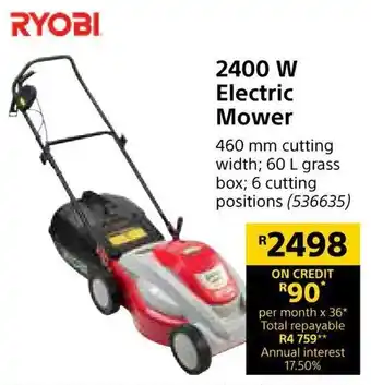 Builders Warehouse Ryobi Electric Mower 2400W offer