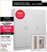 Bradlows Heritage 182cm Built-In 3 Door Robe 10094899 offer