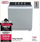 Bradlows Defy 15Kg Metallic Twin Tub DTT151 10120032 offer