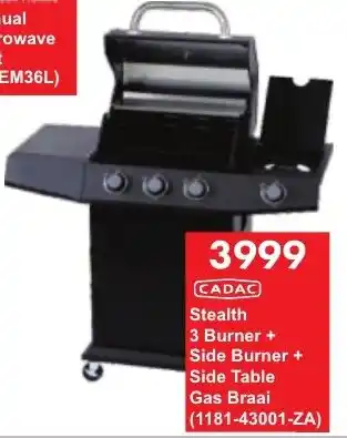 President Hyper CADAC Stealth 3 Burner + Side Burner + Side Table Gas Braai offer