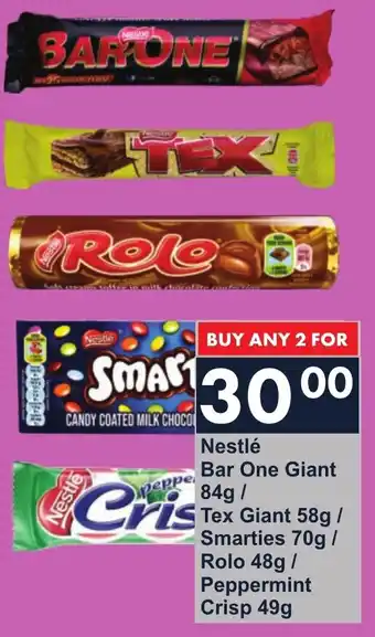 President Hyper Nestlé Bar One Giant/ Tex Giant/ Smarties/ Rolo/ Peppermint Crisp offer