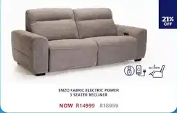 Decofurn Enzo fabric electric power 3 seater recliner offer