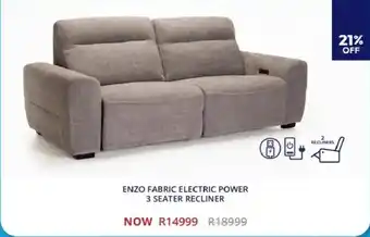 Decofurn Enzo fabric electric power 3 seater recliner offer