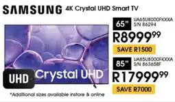 Hirsch's SAMSUNG 65" 4K Crystal UHD Smart TV offer