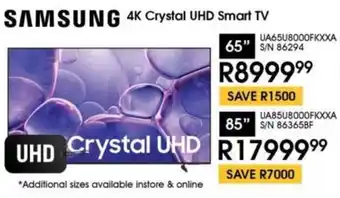 SAMSUNG 85" 4K Crystal UHD Smart TV