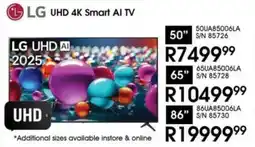 Hirsch's LG 50" UHD 4K Smart AI TV offer