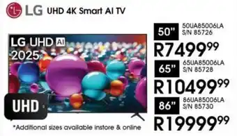 Hirsch's LG 65" UHD 4K Smart AI TV offer