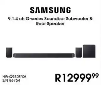 Hirsch's Samsung 9.1.4 ch Q-series Soundbar Subwoofer & Rear Speaker offer