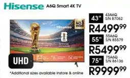 Hirsch's Hisense 55" A6Q Smart 4K TV offer