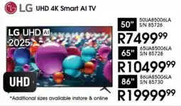 Hirsch's LG 86" UHD 4K Smart AI TV offer