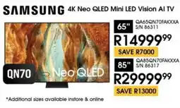 Hirsch's SAMSUNG 85" 4K Neo QLED Mini LED Vision AI TV offer