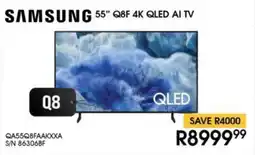 Hirsch's SAMSUNG 55" Q8F 4K QLED AI TV offer