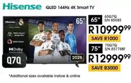 Hirsch's Hisense 75" QLED 144Hz 4K Smart TV offer