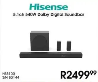 Hirsch's Hisense 5.1ch 540W Dolby Digital Soundbar offer