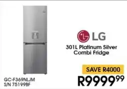 Hirsch's LG Platinum Silver Combi Fridge offer