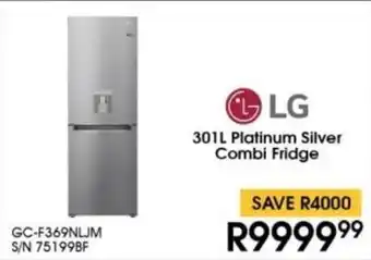 Hirsch's LG Platinum Silver Combi Fridge offer