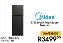 Hirsch's Midea Black Top Mount Freezer offer