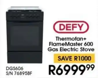 Hirsch's DEFY Thermofan+ FlameMaster 600 Gas Electric Stove offer