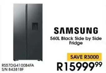 Hirsch's SAMSUNG Black Side by Side Fridge offer