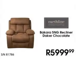 Hirsch's Earthline Bakara SNG Recliner Daker Chocolate offer