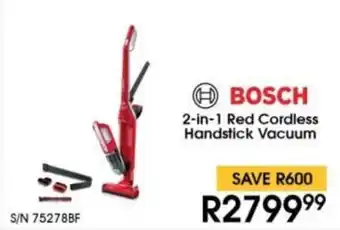 Hirsch's BOSCH 2-in-1 Red Cordless Handstick Vacuum offer