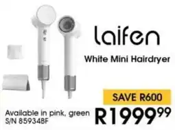 Hirsch's Laifen White Mini Hairdryer offer