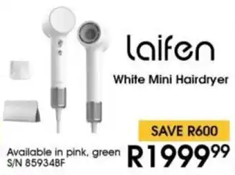 Hirsch's Laifen White Mini Hairdryer offer