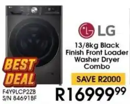 Hirsch's LG Black Finish Front Loader Washer Dryer Combo offer
