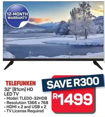 Pick n Pay Hypermarket Telefunken 32" 81cm HD LED TV offer