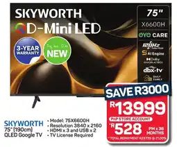 Pick n Pay Hypermarket SKYWORTH 75" 190cm QLED Google TV offer