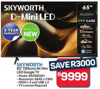 Pick n Pay Hypermarket SKYWORTH 65" 165cm 4K Mini LED Google TV offer