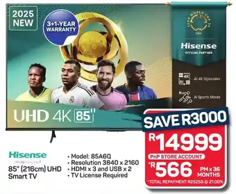 Pick n Pay Hypermarket Hisense 85" 216cm UHD Smart TV offer